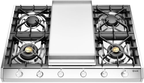 Ilve Professional Plus II UHCP965FSS - Professional Plus II 36 inch Built-In Gas Cooktop with Griddle in Stainless Steel