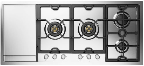 Ilve Panoramagic UHCPMT125FSSLP - Panoramagic 48 inch Built-In Gas Cooktop with Total Black Brass Burners, in Stainless Steel (6 Sealed Burners + Left Griddle)
