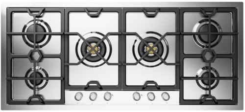Ilve Panoramagic UHCPMT125SSLP - Panoramagic 48 inch Built-In Gas Cooktop with Total Black Brass Burners, in Stainless Steel (6 Sealed Burners)