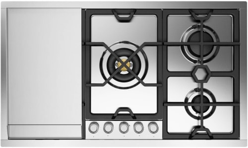 Ilve Panoramagic UHCPMT95FSS - Panoramagic 36 inch Built-In Gas Cooktop with 5 Burners, in Stainless Steel (5 Sealed Burners + Griddle)