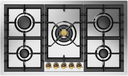 Ilve Nostalgie II Collection UHCPT95NSSG - Nostalgie II 36 inch Built-In Gas Cooktop with Total Black Brass Burners, in Stainless Steel