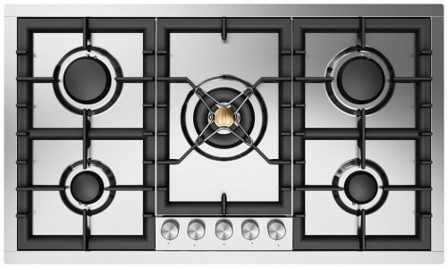 Ilve Professional Plus II UHCPT95SS - Professional Plus II 36 inch Built-In Gas Cooktop with Total Black Brass Burners, in Stainless Steel (5 Sealed Burners)
