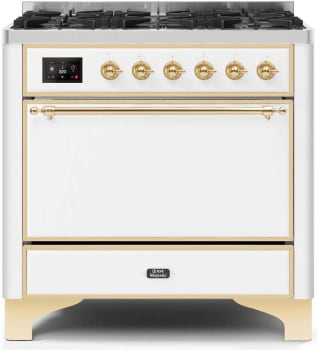 Ilve Majestic II Collection UM096DQNS3WHGNG - 36 Inch White Natural Gas Freestanding Range