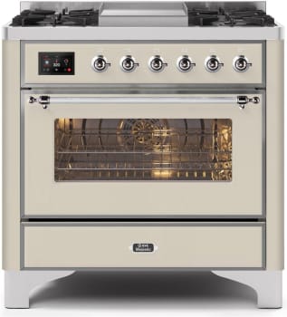 Ilve Majestic II Collection UM09FDNS3AWCLP - 36 Inch Freestanding Dual Fuel Range in Front View