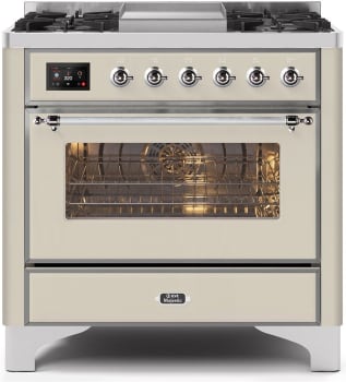 Ilve Majestic II Collection UM09FDNS3AWC - 36 Inch Antique White Natural Gas Freestanding Range