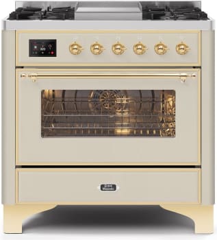 Ilve Majestic II Collection UM09FDNS3AWG - 36 Inch Antique White Natural Gas Freestanding Range