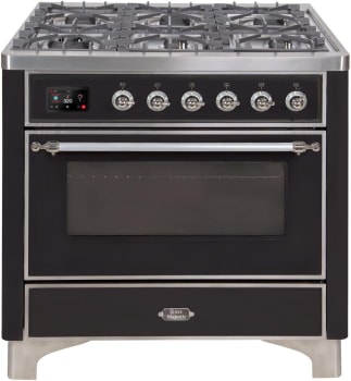 Ilve Majestic II Collection UM09FDNS3BKCLP - 36 Inch Freestanding Dual Fuel Range in Front View