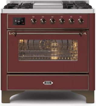 Ilve Majestic II Collection UM09FDNS3BUBLP - 36 Inch Freestanding Dual Fuel Range in Front View