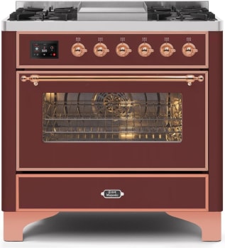 Ilve Majestic II Collection UM09FDNS3BUPLP - 36 Inch Freestanding Dual Fuel Range in Front View