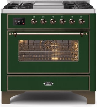 Ilve Majestic II Collection UM09FDNS3EGB - 36 Inch Emerald Green Natural Gas Freestanding Range
