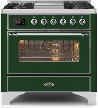 Ilve Majestic II Collection UM09FDNS3EGCLP - 36 Inch Freestanding Dual Fuel Range in Front View