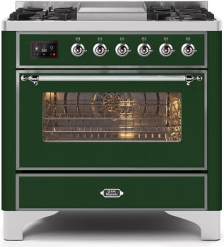 Ilve Majestic II Collection UM09FDNS3EGC - 36 Inch Emerald Green Natural Gas Freestanding Range