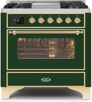 Ilve Majestic II Collection UM09FDNS3EGG - 36 Inch Emerald Green Natural Gas Freestanding Range