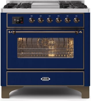 Ilve Majestic II Collection UM09FDNS3MBB - 36 Inch Midnight Blue Natural Gas Freestanding Range