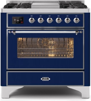 Ilve Majestic II Collection UM09FDNS3MBCLP - 36 Inch Freestanding Dual Fuel Range in Front View