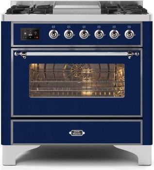 Ilve Majestic II Collection UM09FDNS3MBC - 36 Inch Midnight Blue Natural Gas Freestanding Range