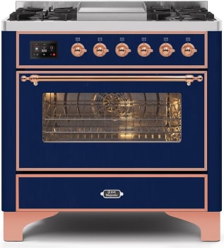 Ilve Majestic II Collection UM09FDNS3MBP - 36 Inch Midnight Blue Natural Gas Freestanding Range
