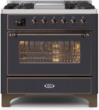 Ilve Majestic II Collection UM09FDNS3MGB - 36 Inch Matte Graphite Natural Gas Freestanding Range