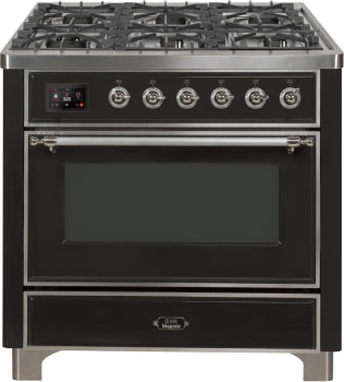 Ilve Majestic II Collection UM09FDNS3MGCLP - 36 Inch Freestanding Dual Fuel Range in Front View