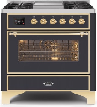 Ilve Majestic II Collection UM09FDNS3MGG - 36 Inch Matte Graphite Natural Gas Freestanding Range
