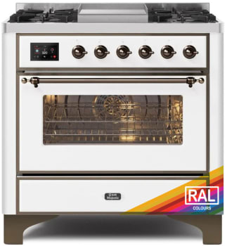 Ilve Majestic II Collection UM09FDNS3RABLP - 36 Inch Freestanding Dual Fuel Range in Front View