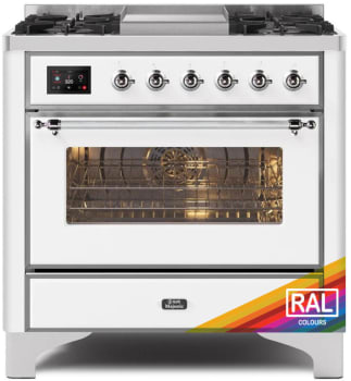 Ilve Majestic II Collection UM09FDNS3RACLP - 36 Inch Freestanding Dual Fuel Range in Front View