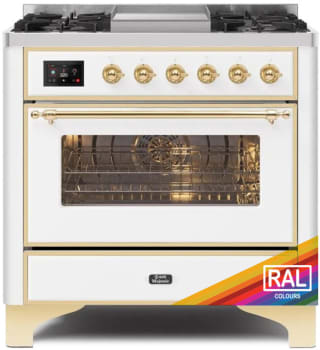 Ilve Majestic II Collection UM09FDNS3RAGLP - 36 Inch Freestanding Dual Fuel Range in Front View
