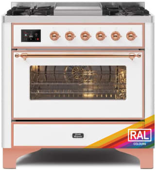 Ilve Majestic II Collection UM09FDNS3RAPLP - 36 Inch Freestanding Dual Fuel Range in Front View