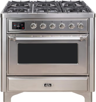 Ilve Majestic II Collection UM09FDNS3SSCLP - 36 Inch Freestanding Dual Fuel Range in Front View