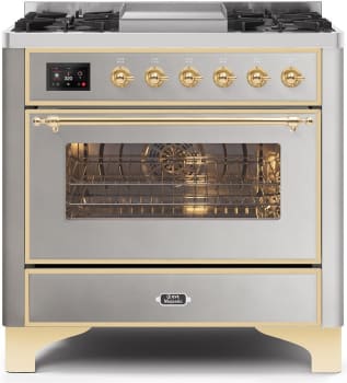 Ilve Majestic II Collection UM09FDNS3SSG - 36 Inch Stainless Steel Natural Gas Freestanding Range