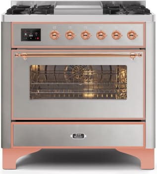 Ilve Majestic II Collection UM09FDNS3SSP - 36 Inch Stainless Steel Natural Gas Freestanding Range