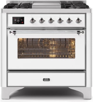 Ilve Majestic II Collection UM09FDNS3WHC - 36 Inch White Natural Gas Freestanding Range