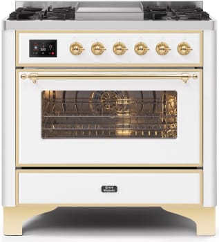 Ilve Majestic II Collection UM09FDNS3WHG - 36 Inch White Natural Gas Freestanding Range