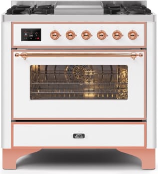 Ilve Majestic II Collection UM09FDNS3WHP - 36 Inch White Natural Gas Freestanding Range