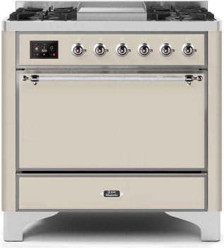 Ilve Majestic II Collection UM09FDQNS3AWC - 36 Inch Freestanding Dual Fuel Range in Front View