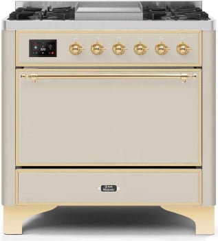 Ilve Majestic II Collection UM09FDQNS3AWGLP - 36 Inch Freestanding Dual Fuel Range with 6 Sealed Burners in Front View