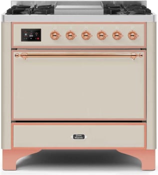 Ilve Majestic II Collection UM09FDQNS3AWPLP - 36 Inch Freestanding Dual Fuel Range with 6 Sealed Burners in Front View