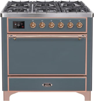 Ilve Majestic II Collection UM09FDQNS3BGP - 36 Inch Freestanding Dual Fuel Range in Front View