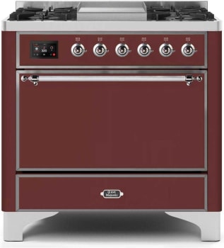 Ilve Majestic II Collection UM09FDQNS3BUCLP - 36 Inch Freestanding Dual Fuel Range with 6 Sealed Burners in Front View