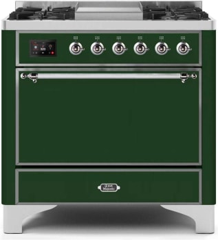 Ilve Majestic II Collection UM09FDQNS3EGC - 36 Inch Freestanding Dual Fuel Range in Front View