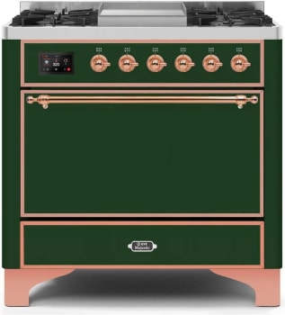 Ilve Majestic II Collection UM09FDQNS3EGP - 36 Inch Freestanding Dual Fuel Range in Front View