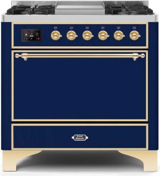Ilve Majestic II Collection UM09FDQNS3MBGLP - 36 Inch Freestanding Dual Fuel Range with 6 Sealed Burners in Front View