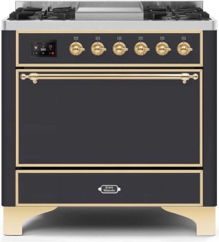 Ilve Majestic II Collection UM09FDQNS3MGG - 36 Inch Freestanding Dual Fuel Range in Front View