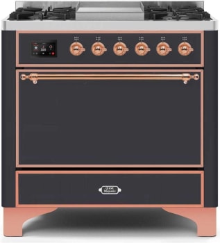 Ilve Majestic II Collection UM09FDQNS3MGP - 36 Inch Freestanding Dual Fuel Range in Front View