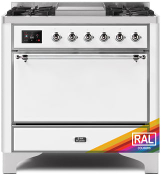 Ilve Majestic II Collection UM09FDQNS3RACLP - 36 Inch Freestanding Dual Fuel Range in Front View