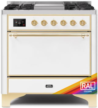 Ilve Majestic II Collection UM09FDQNS3RAG - 36 Inch Freestanding Dual Fuel Range in Front View
