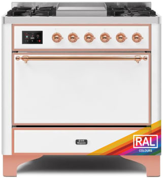Ilve Majestic II Collection UM09FDQNS3RAP - 36 Inch Freestanding Dual Fuel Range in Front View