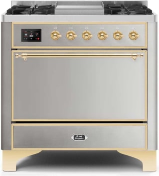 Ilve Majestic II Collection UM09FDQNS3SSG - 36 Inch Freestanding Dual Fuel Range in Front View