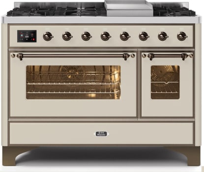 Ilve Majestic II Collection UM12FDNS3AWBLP - 48 Inch Freestanding Dual Fuel Range in Front View