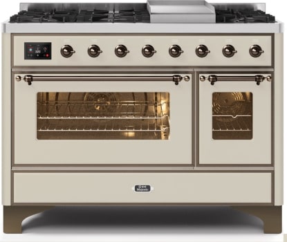 Ilve Majestic II Collection UM12FDNS3AWB - 48 Inch Antique White Natural Gas Freestanding Range